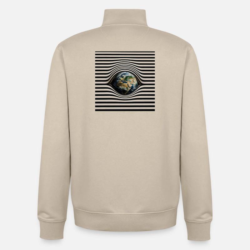 Earth in Optical Wave Pattern - Unisex Organic Zip Sweatshirt by Stanley/Stella - desert dust
