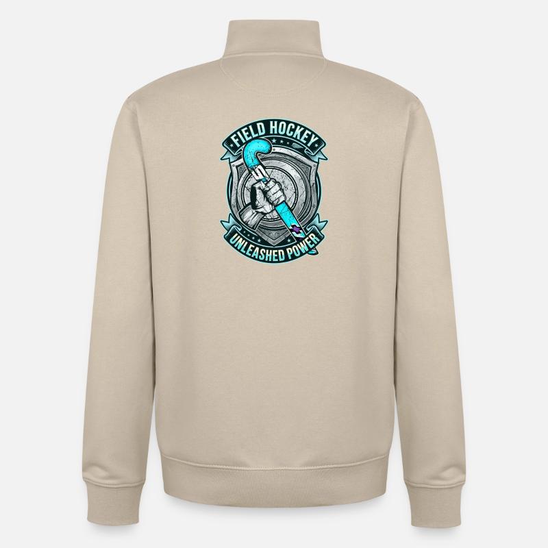 Feldhockey Schläger Unleashed Power Wappen - Unisex Organic Zip Sweatshirt von Stanley/Stella - Cremebeige