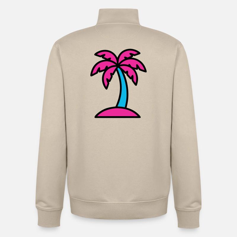 Neon Palm Tree 90s Vaporwave - Unisex Organic Zip Sweatshirt by Stanley/Stella - desert dust