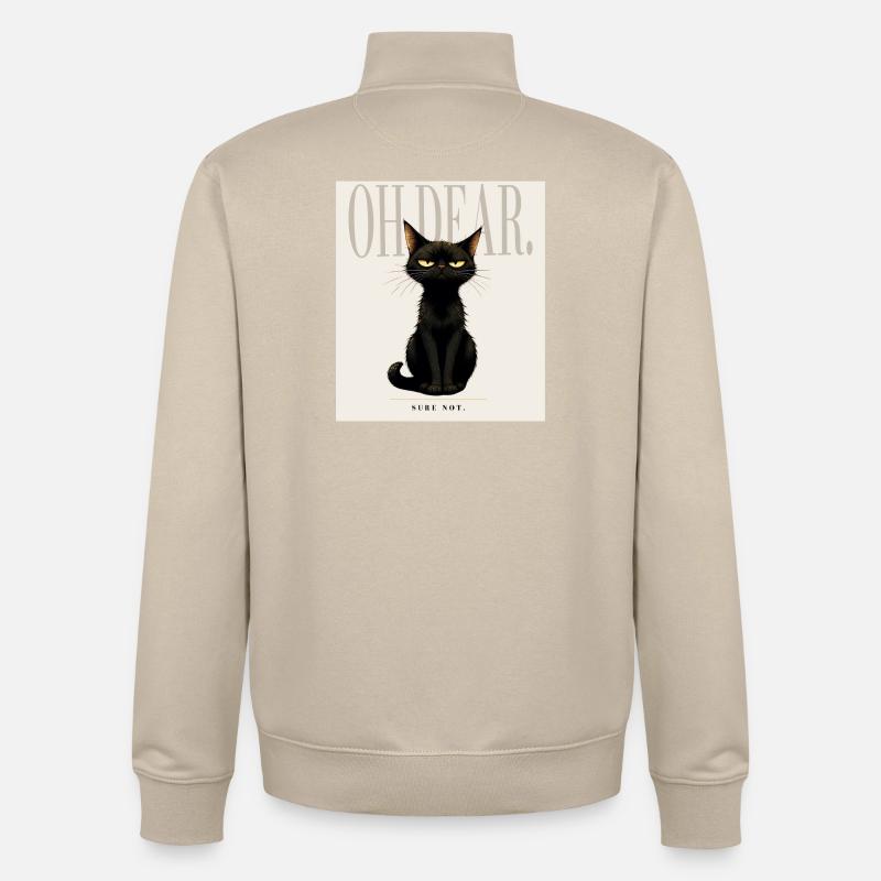 OH DEAR Sarcastic Black Cat Design - Unisex Organic Zip Sweatshirt von Stanley/Stella - Cremebeige