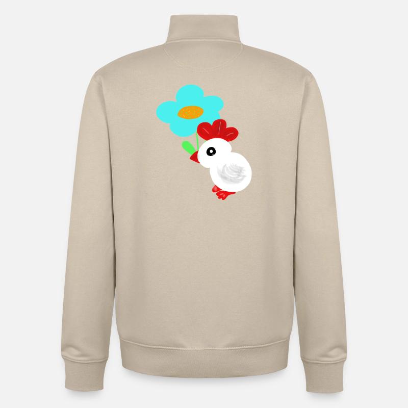 Printemps des Enfants Poulet Fleurs - Sweat zippé unisexe en coton bio Stanley/Stella - beige crème