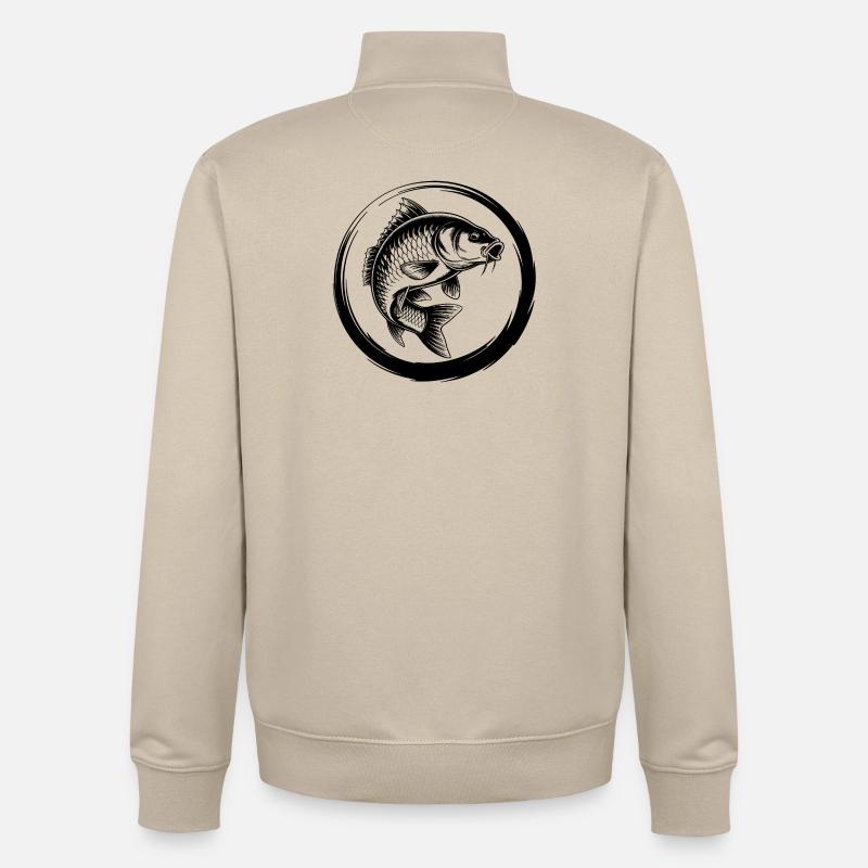 Pêche à la carpe - Sweat zippé unisexe en coton bio Stanley/Stella - beige crème