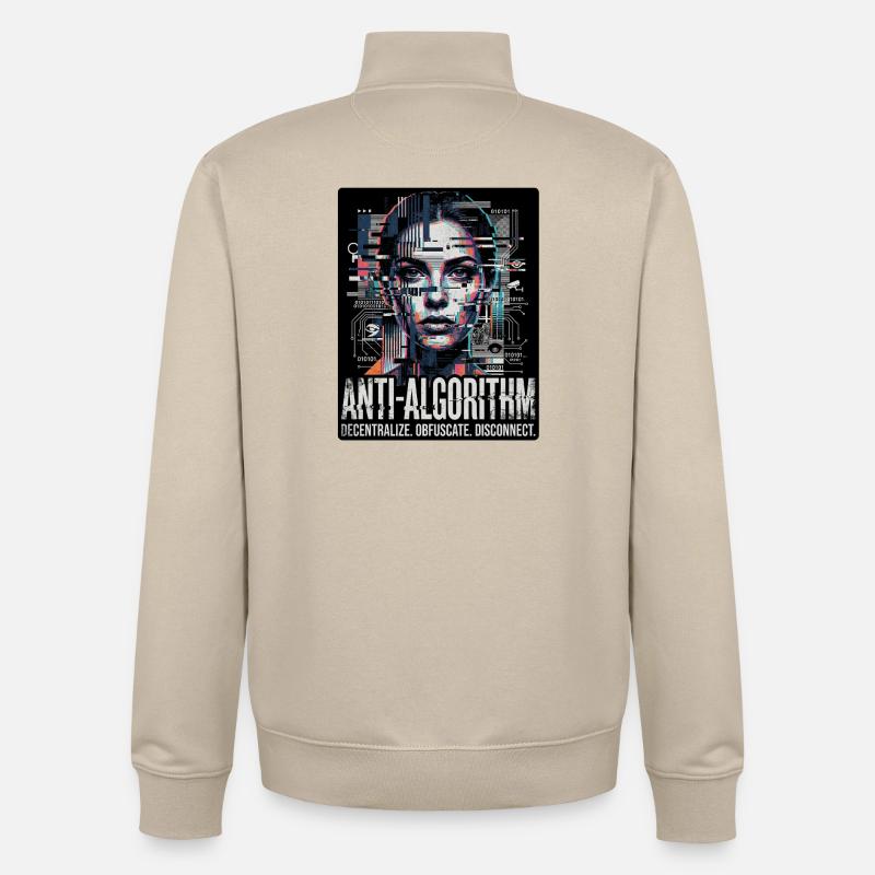 Anti Algorithm - Unisex Organic Zip Sweatshirt von Stanley/Stella - Cremebeige