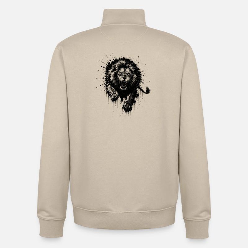Lion en silhouette éclaboussure - Sweat zippé unisexe en coton bio Stanley/Stella - beige crème