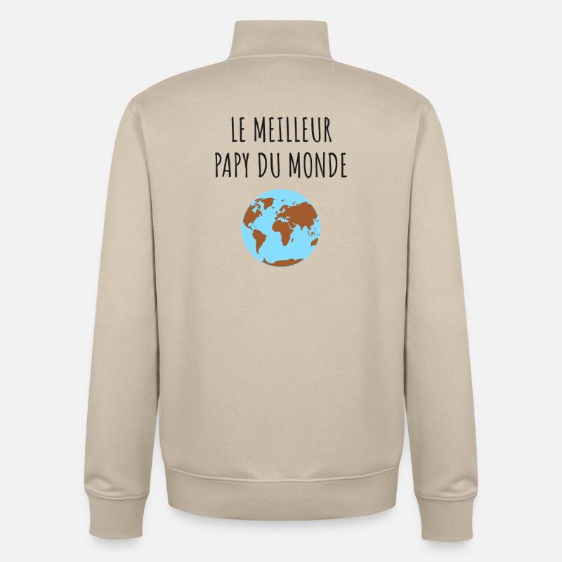 Meilleur Papy Globe - Sweat zippé unisexe en coton bio Stanley/Stella - beige crème