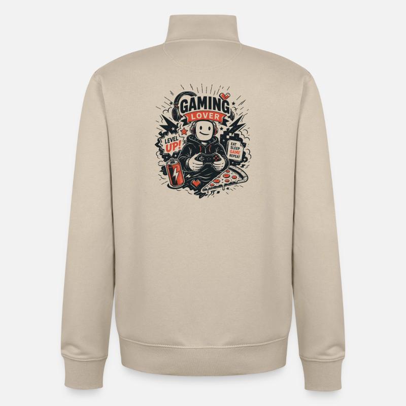 Gaming Lover Retro Arcade - Sweat zippé unisexe en coton bio Stanley/Stella - beige crème