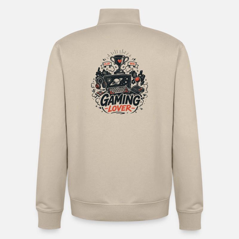 Gaming Lover Retro Controller - Unisex Organic Zip Sweatshirt von Stanley/Stella - Cremebeige