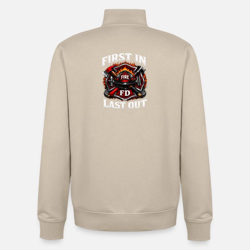First In Fire Dept Last Out - Unisex Organic Zip Sweatshirt von Stanley/Stella - Cremebeige