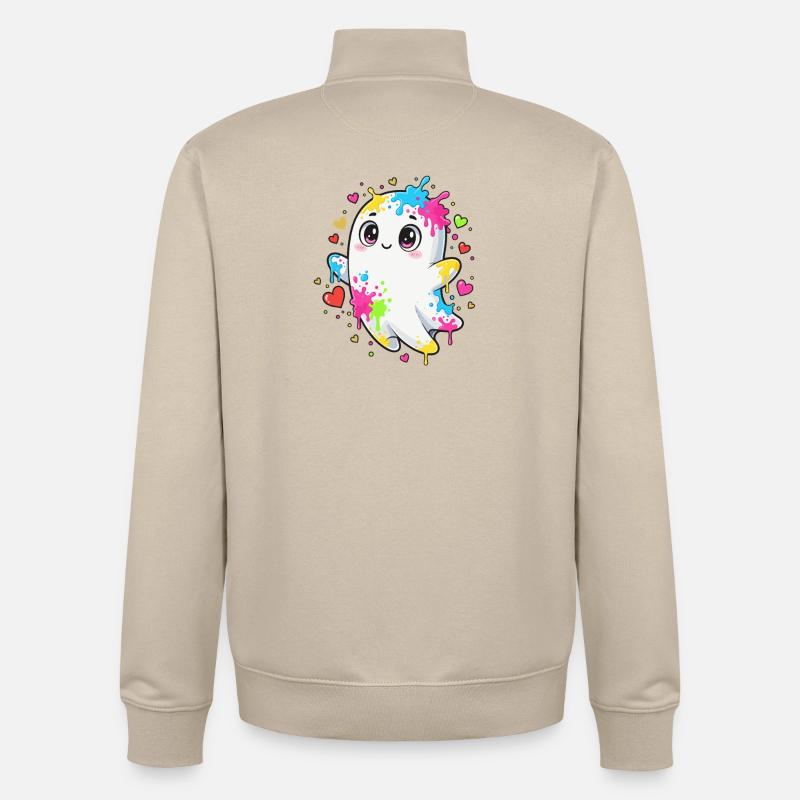 Kunterbunter Farbgeist - Sweat zippé unisexe en coton bio Stanley/Stella - beige crème