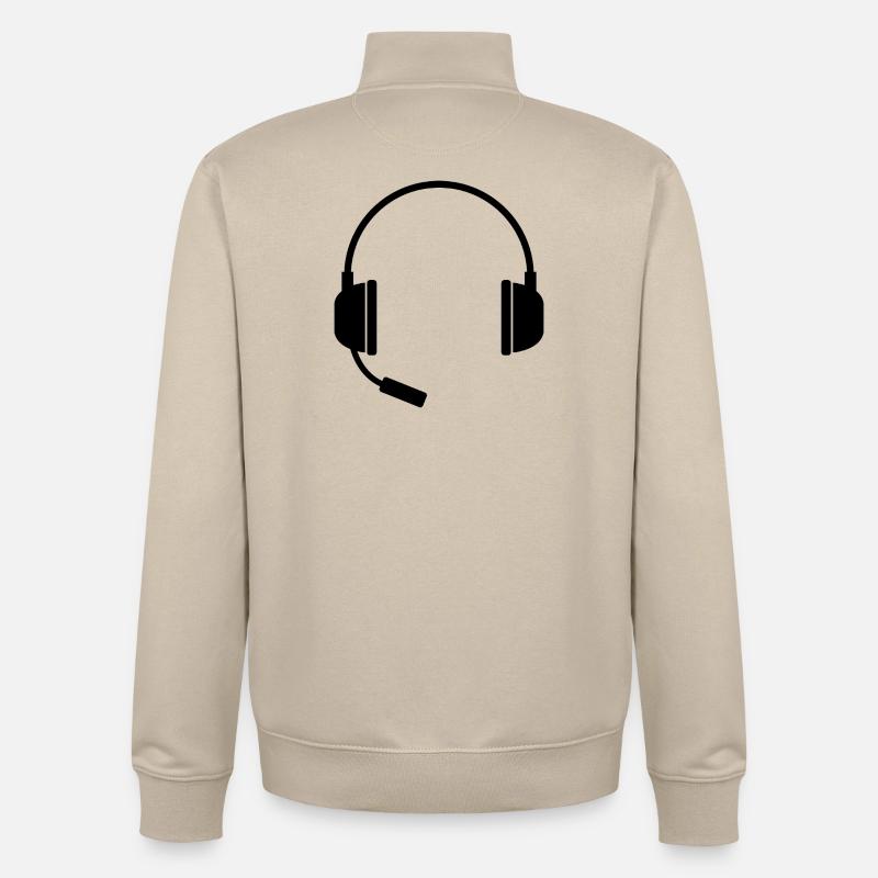 Casque avec micro - Sweat zippé unisexe en coton bio Stanley/Stella - beige crème