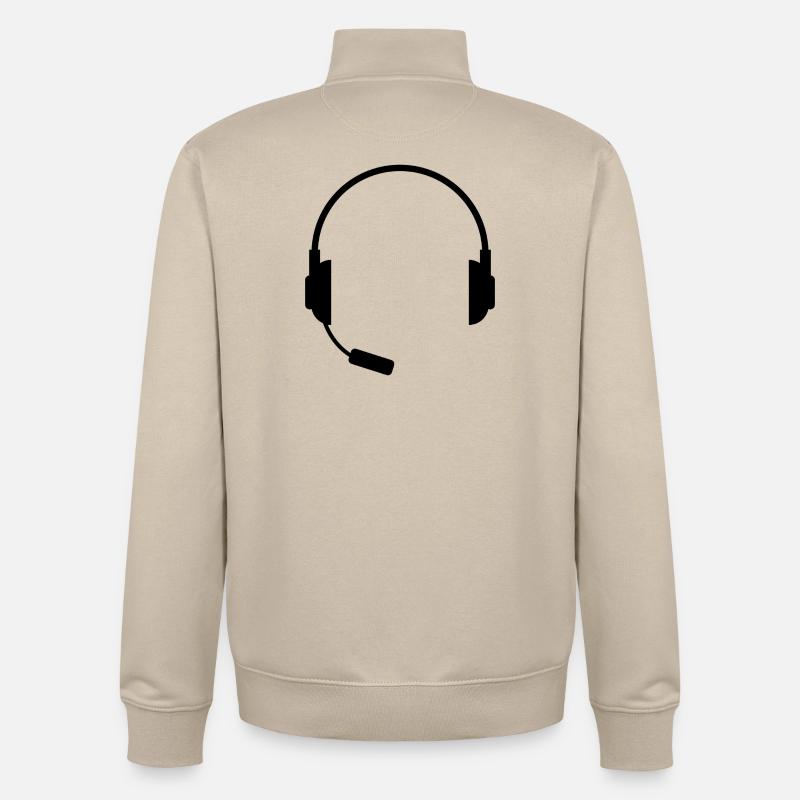 Headset With Microphone - Unisex Organic Zip Sweatshirt by Stanley/Stella - desert dust