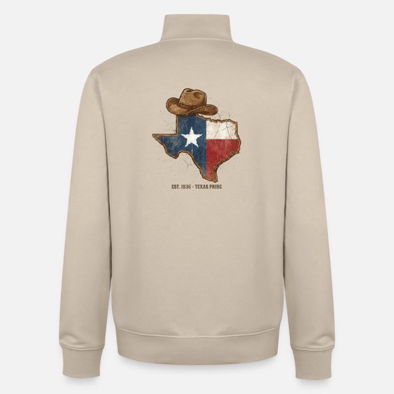 Texas Pride with cowboy hat - Unisex Organic Zip Sweatshirt by Stanley/Stella - desert dust