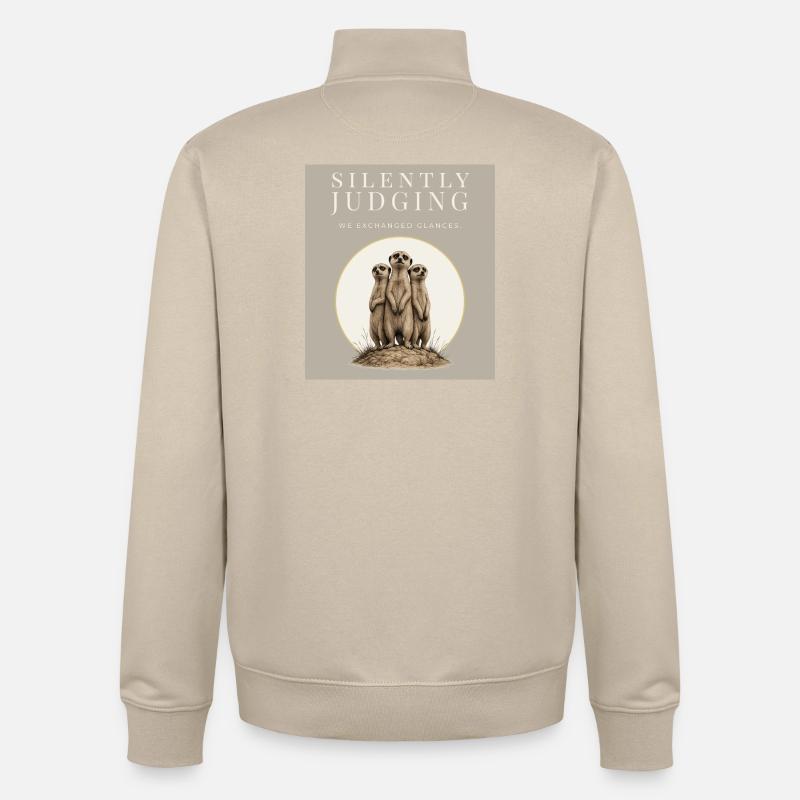Silently Judging Funny Meerkat - Unisex Organic Zip Sweatshirt von Stanley/Stella - Cremebeige