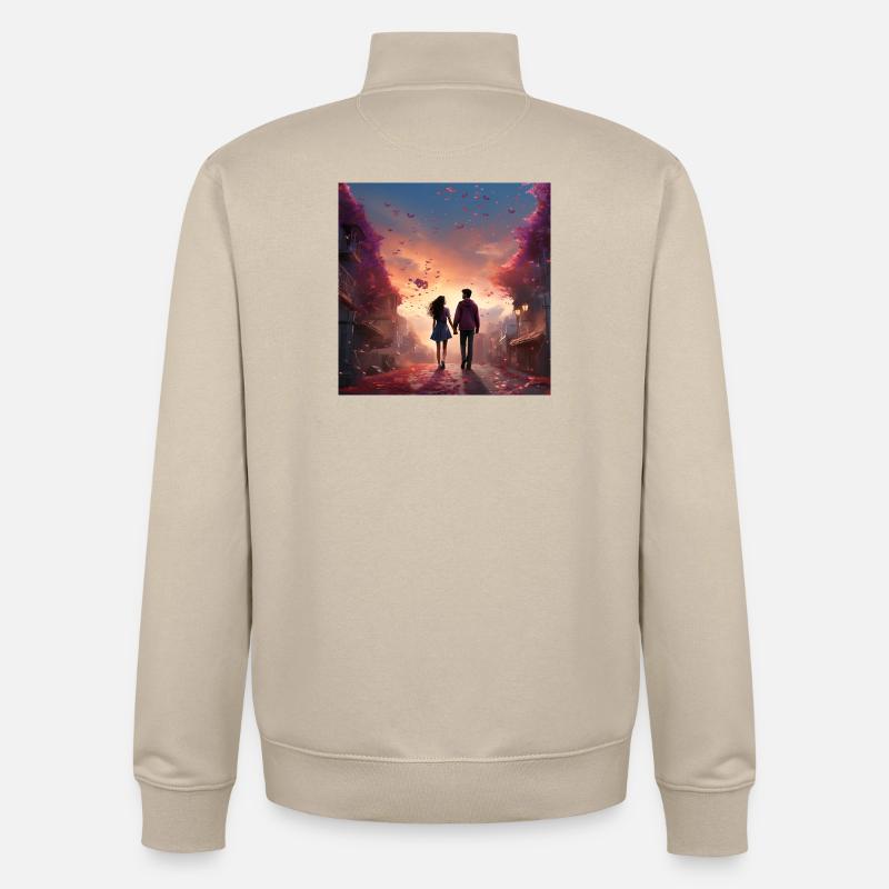 Marche d’amour du soir - Sweat zippé unisexe en coton bio Stanley/Stella - beige crème