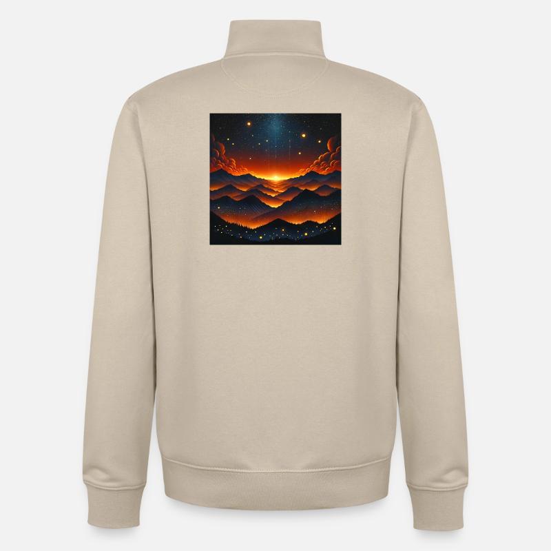 Coucher de soleil éclatant sur Bergen - Sweat zippé unisexe en coton bio Stanley/Stella - beige crème