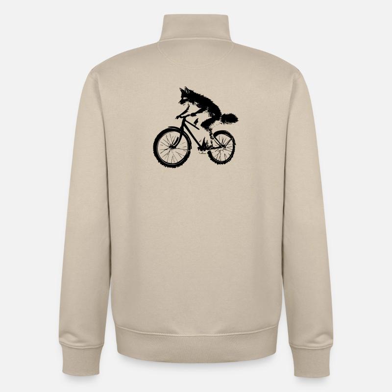 Funny Bicycle Fox - Unisex Organic Zip Sweatshirt by Stanley/Stella - desert dust