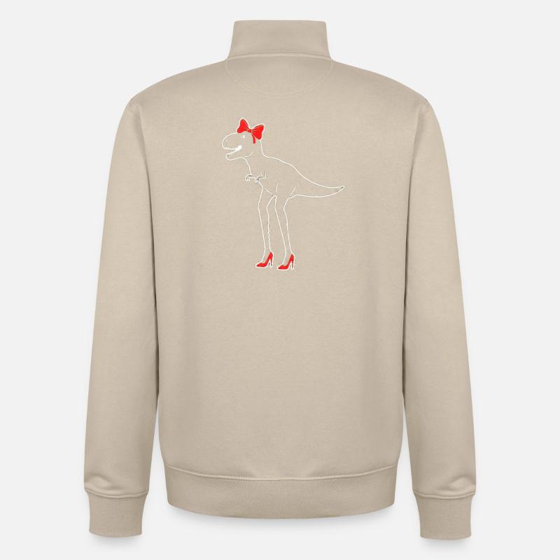 Dino Diva with Red High Heels - Unisex Organic Zip Sweatshirt by Stanley/Stella - desert dust