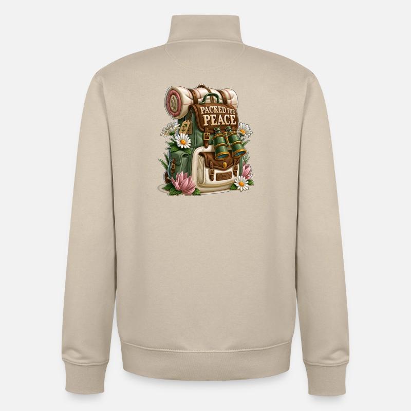 Packed for Peace Hiking Backpack - Unisex Organic Zip Sweatshirt by Stanley/Stella - desert dust