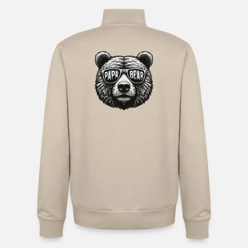 Papa Bear - Unisex Organic Zip Sweatshirt von Stanley/Stella - Cremebeige