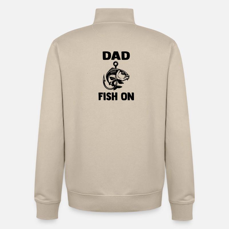 dad_fish_on - Sweat zippé unisexe en coton bio Stanley/Stella - beige crème