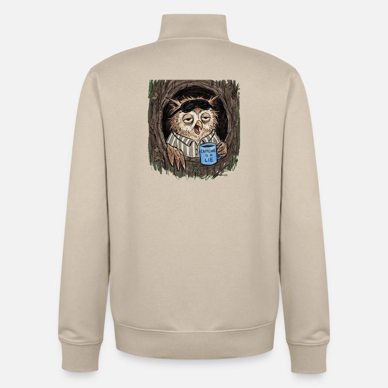 Caffeine is a Lie Eule Kaffee - Unisex Organic Zip Sweatshirt von Stanley/Stella - Cremebeige