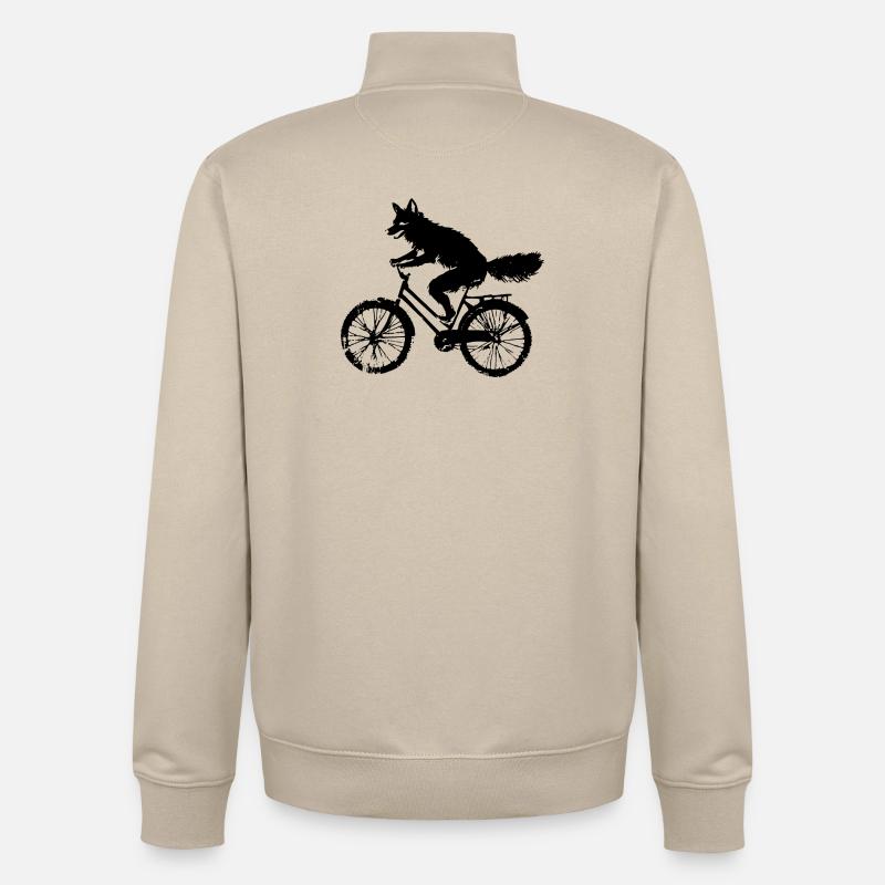 Renard à vélo - Sweat zippé unisexe en coton bio Stanley/Stella - beige crème