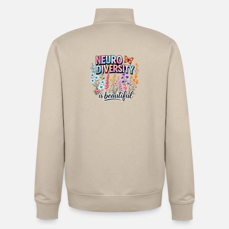 La neurodiversité est belle, Bloom - Sweat zippé unisexe en coton bio Stanley/Stella - beige crème