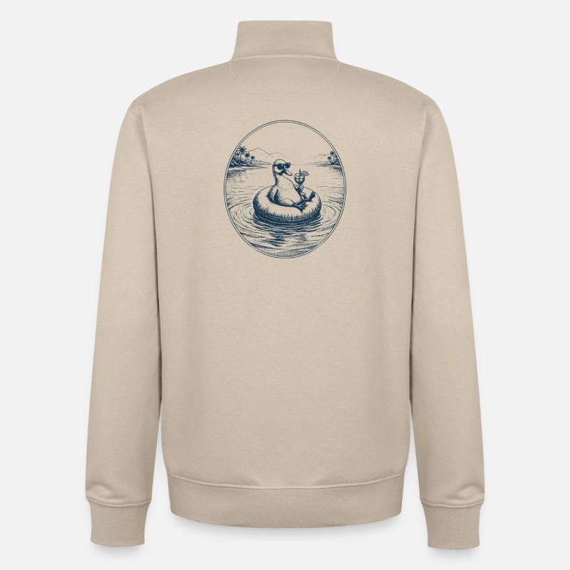 Duck with cocktail - Unisex Organic Zip Sweatshirt by Stanley/Stella - desert dust