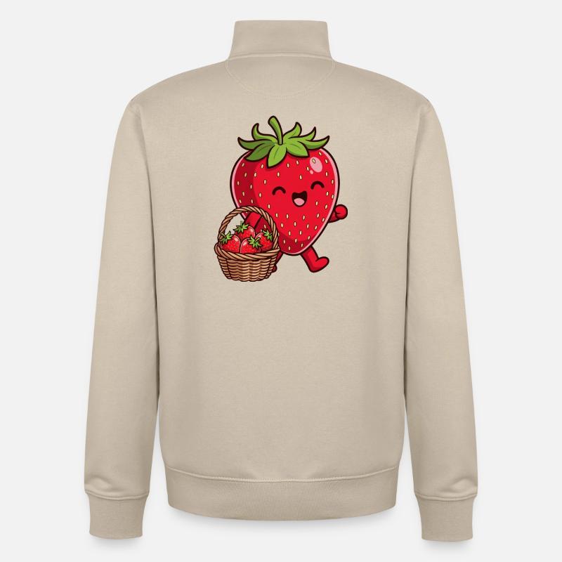 Fraise drôle - Sweat zippé unisexe en coton bio Stanley/Stella - beige crème