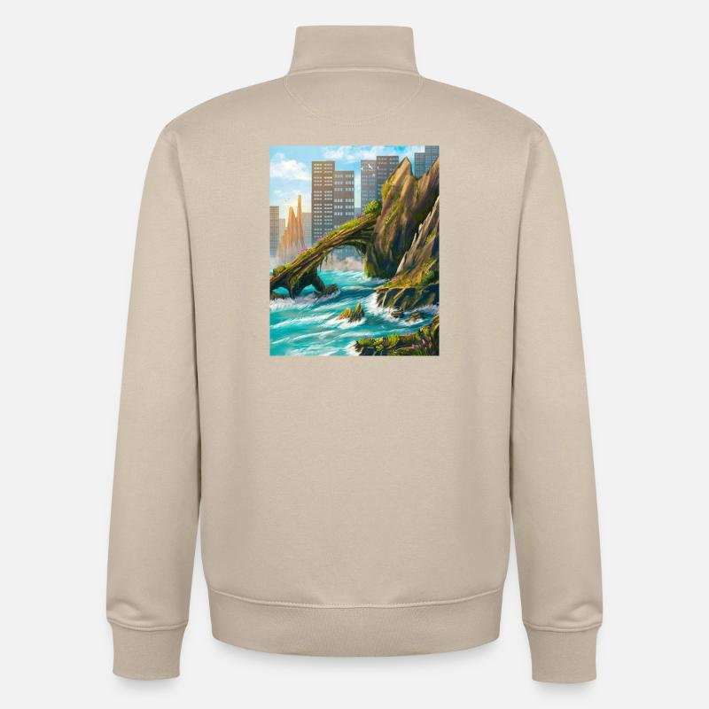 Arche rocheuse et côte urbaine - Sweat zippé unisexe en coton bio Stanley/Stella - beige crème