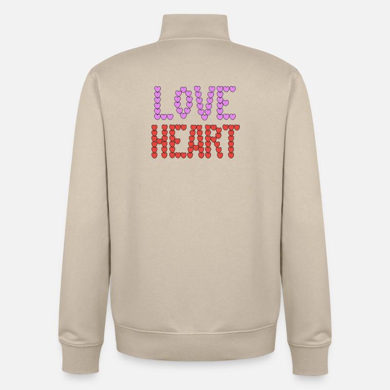 Typographie de Love Heart - Sweat zippé unisexe en coton bio Stanley/Stella - beige crème