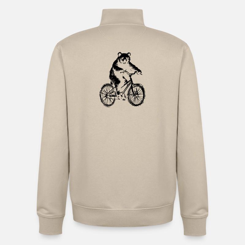 Ours de vélo - Sweat zippé unisexe en coton bio Stanley/Stella - beige crème
