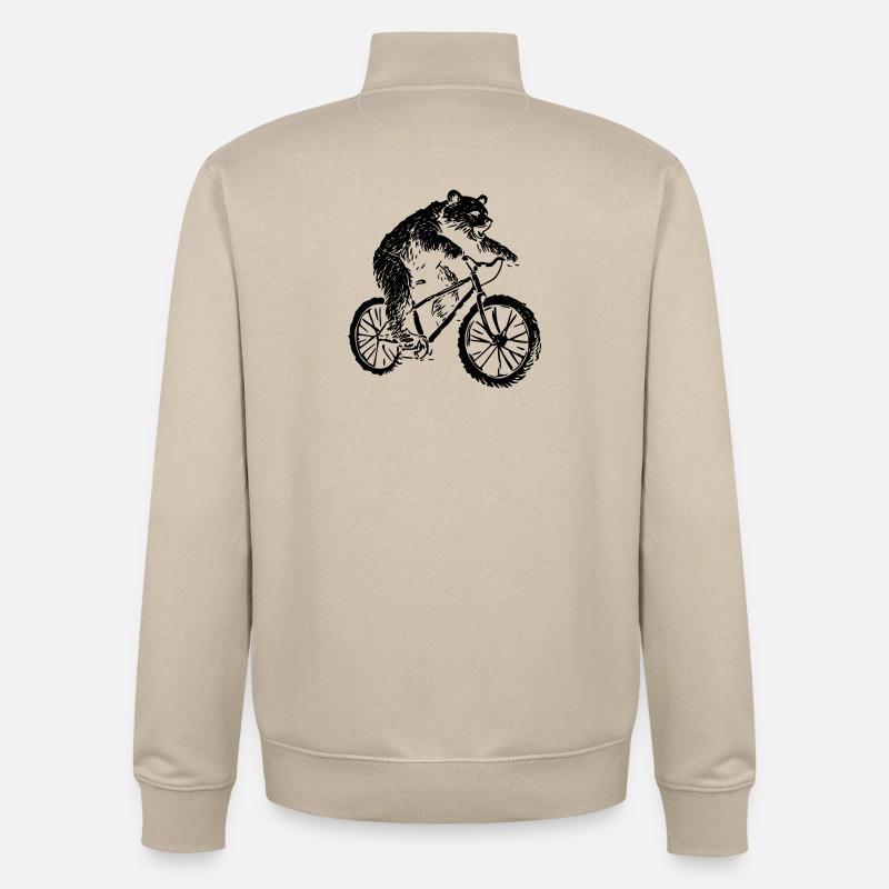 Ours de vélo - Sweat zippé unisexe en coton bio Stanley/Stella - beige crème