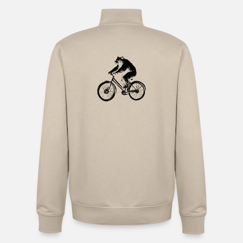 Bicycle Bear - Unisex Organic Zip Sweatshirt by Stanley/Stella - desert dust
