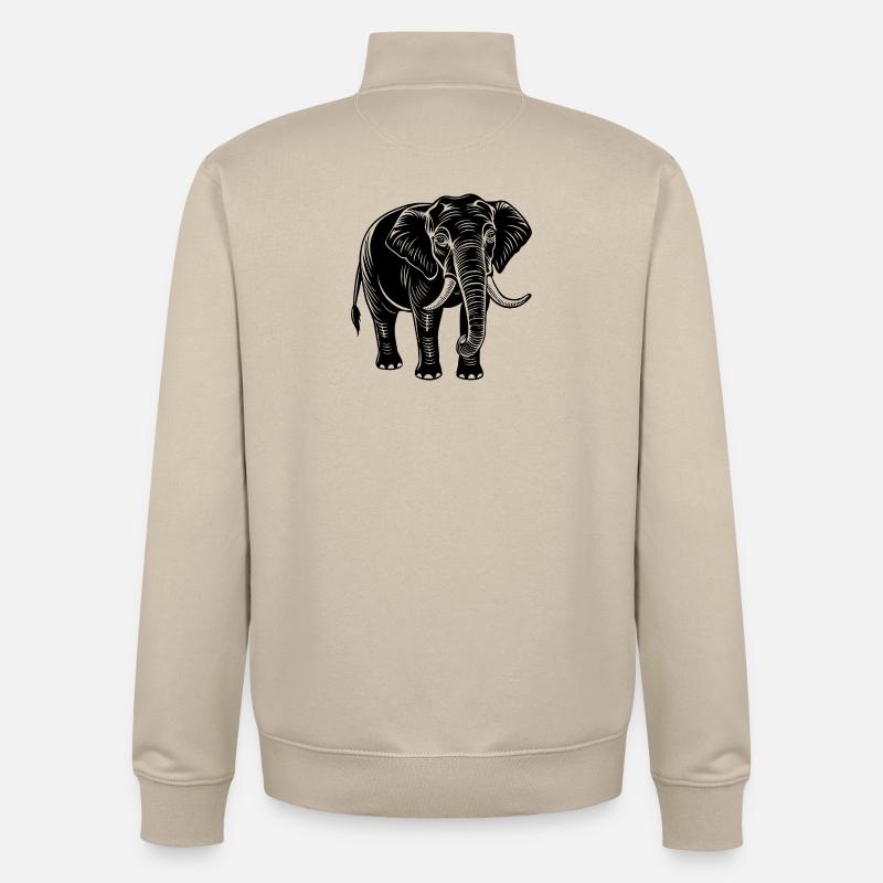 Éléphant - Sweat zippé unisexe en coton bio Stanley/Stella - beige crème