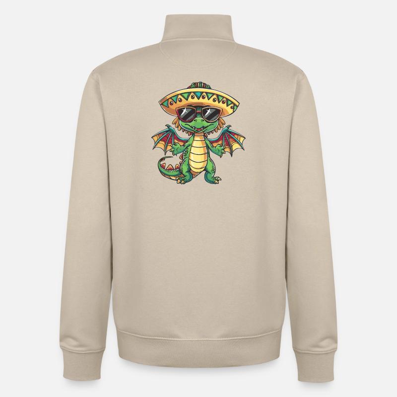 Drache Lustig Sombrero - Unisex Organic Zip Sweatshirt von Stanley/Stella - Cremebeige
