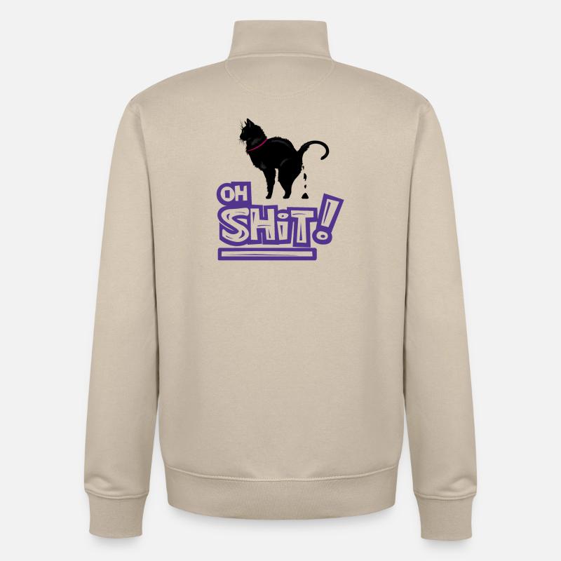 Kat Oh merde Graffiti Exclamation - Sweat zippé unisexe en coton bio Stanley/Stella - beige crème