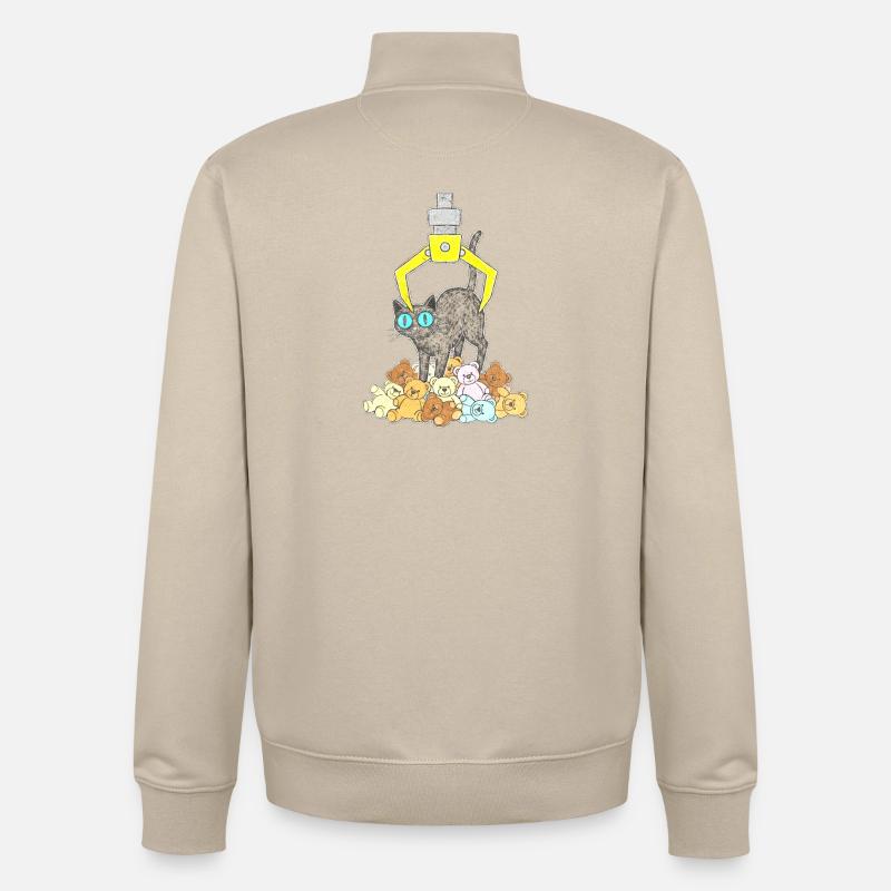 Chat noir sous griffe jaune - Sweat zippé unisexe en coton bio Stanley/Stella - beige crème