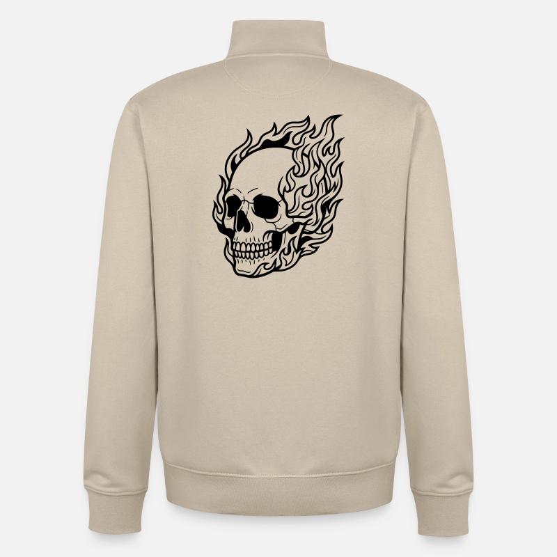 skull flame - Unisex Organic Zip Sweatshirt by Stanley/Stella - desert dust