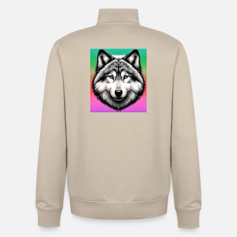 Wolf - Unisex Organic Zip Sweatshirt by Stanley/Stella - desert dust