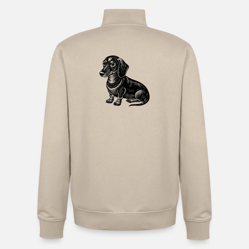 Dackel sitzt - Unisex Organic Zip Sweatshirt von Stanley/Stella - Cremebeige