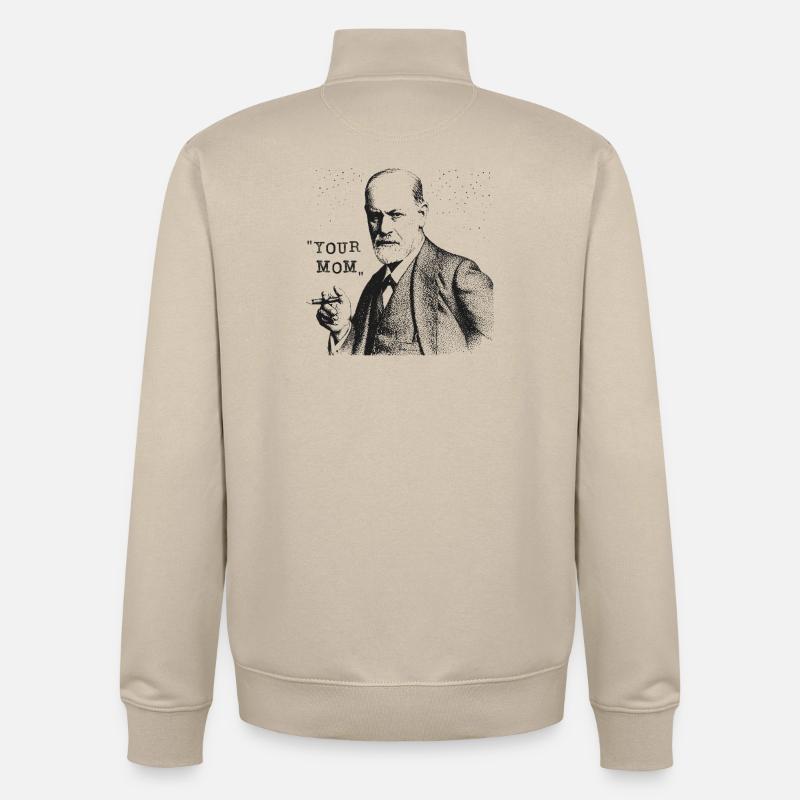 Votre mère - Déclaration de Siegmund Freud - Sweat zippé unisexe en coton bio Stanley/Stella - beige crème