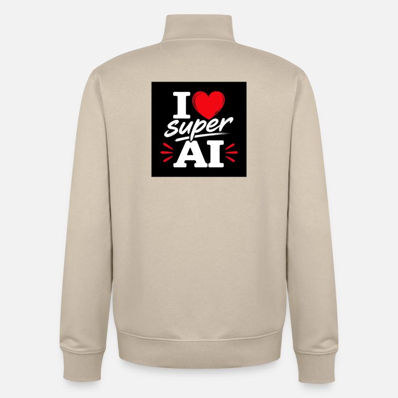 J’adore Super AI - Sweat zippé unisexe en coton bio Stanley/Stella - beige crème