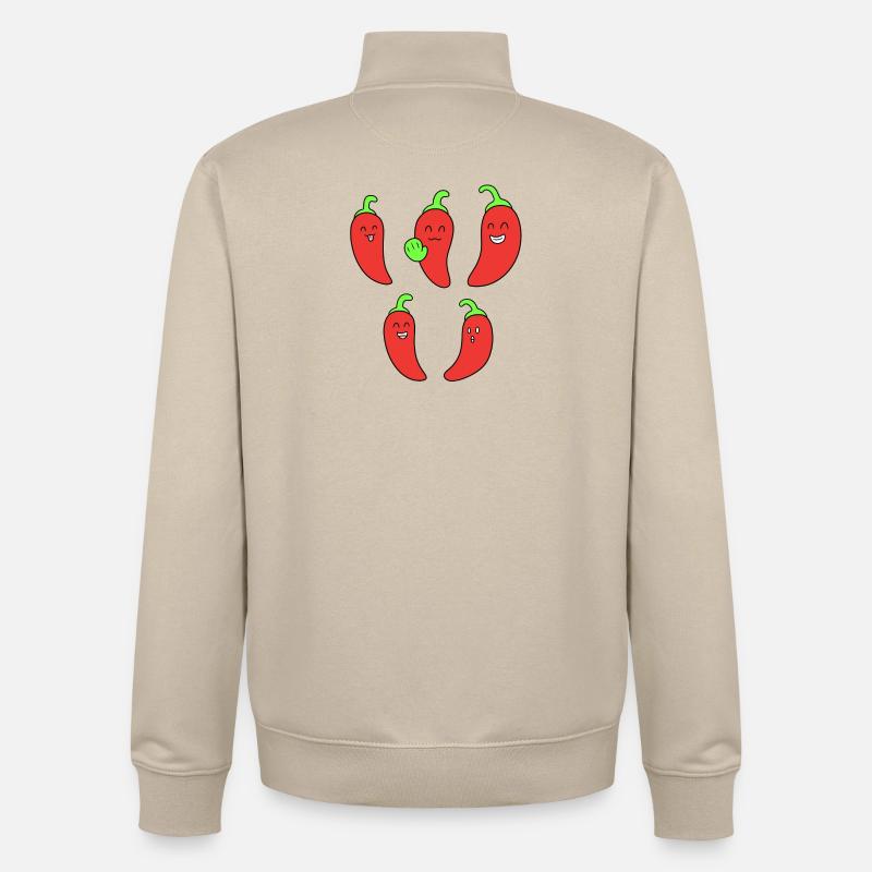 Drôle de tête de chili - Sweat zippé unisexe en coton bio Stanley/Stella - beige crème