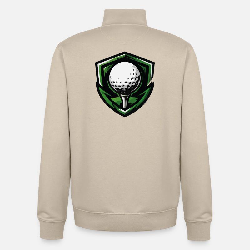 Shield Golf Ball Emblem - Unisex Organic Zip Sweatshirt by Stanley/Stella - desert dust