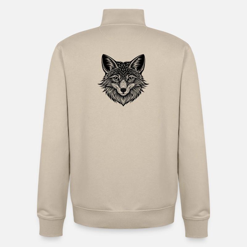 Fox face - Unisex Organic Zip Sweatshirt by Stanley/Stella - desert dust