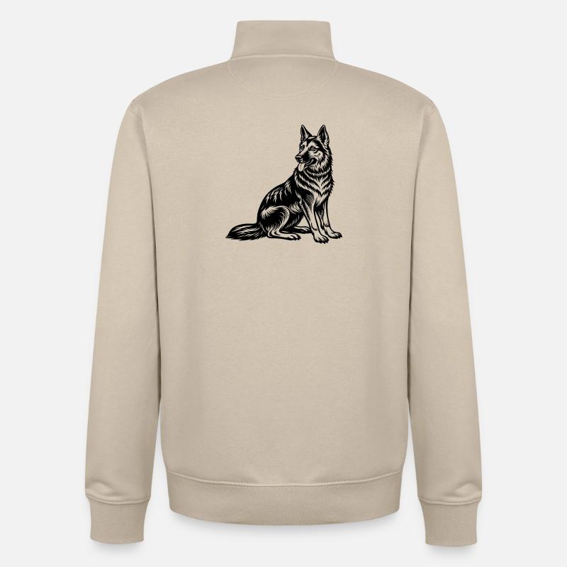 Deutscher Schäferhund sitzt - Unisex Organic Zip Sweatshirt von Stanley/Stella - Cremebeige