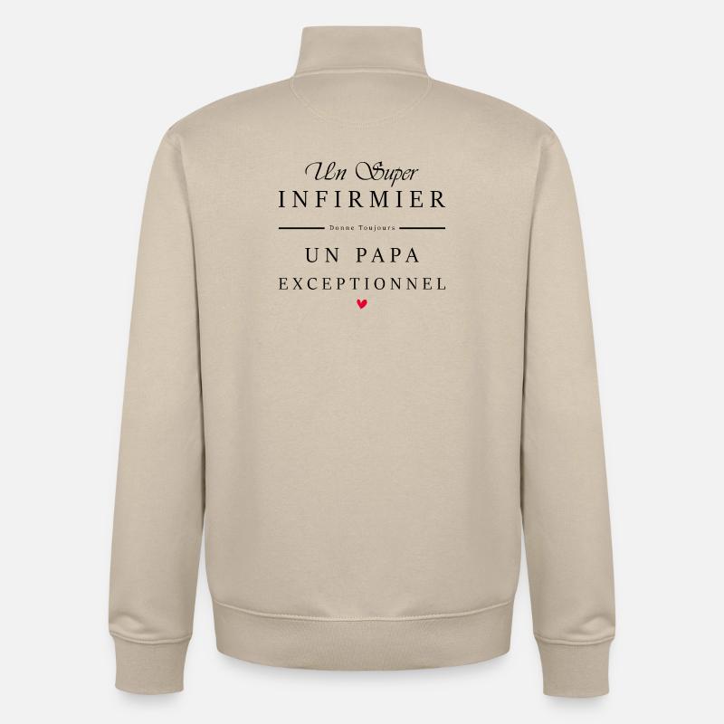 super infirmier - papa exceptionnel - Sweat zippé unisexe en coton bio Stanley/Stella - beige crème