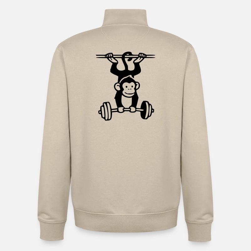 Primate Power - Gym Monkey - Unisex Organic Zip Sweatshirt by Stanley/Stella - desert dust