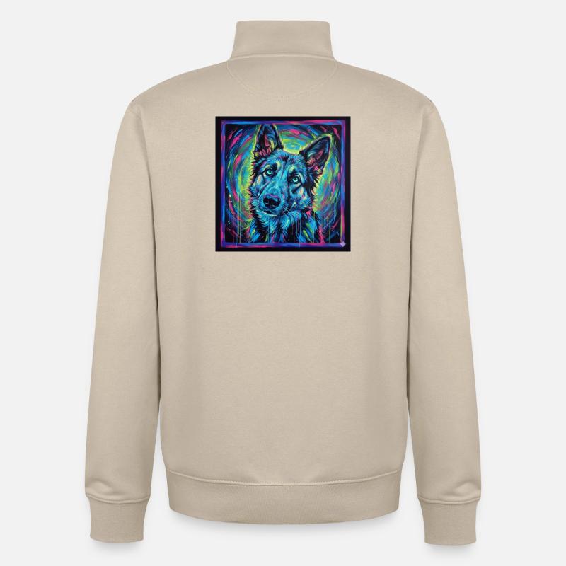 Neon-Wolfsblick - Unisex Organic Zip Sweatshirt von Stanley/Stella - Cremebeige